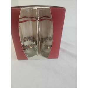 Vintage‎ John Wanamaker Set Of 4 Christmas Glasses 15 Oz Made In The USA